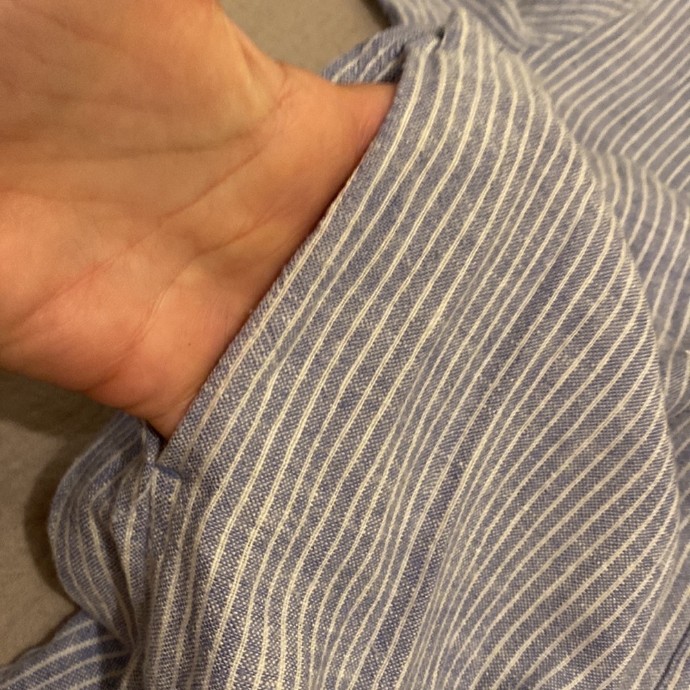 Old Navy linen blend Blue Striped Button-Up Shirt Dress with pockets. Size Xs - Picture 5 of 7